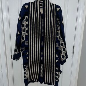 Lucky Brand Navy and White Knit Cardigan